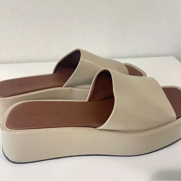 SVEGAN Janice Vegan Leather Platform Sandal in Tahini Beige  Size 40 - Picture 7 of 11